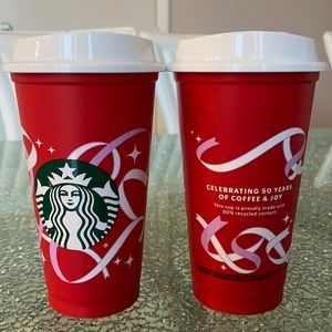 Starbucks 2021 Holiday reusable cup with ribbons. Christmas plastic cup.